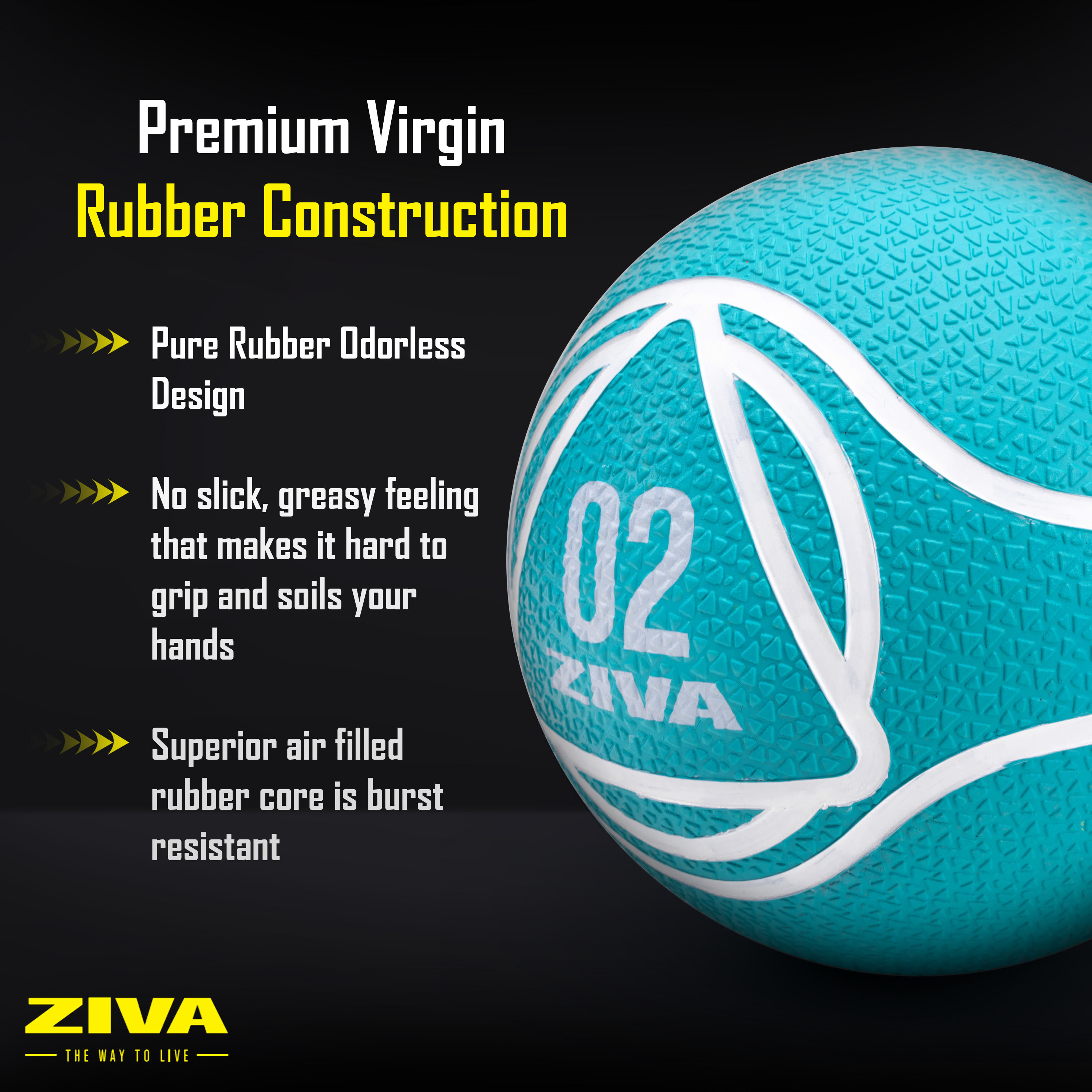 Premium virgin rubber construction. Pure rubber odorless design. No slick, greasy feeling that makes it hard to grip and soils your hands. Superior air filled rubber core is burst resistant.