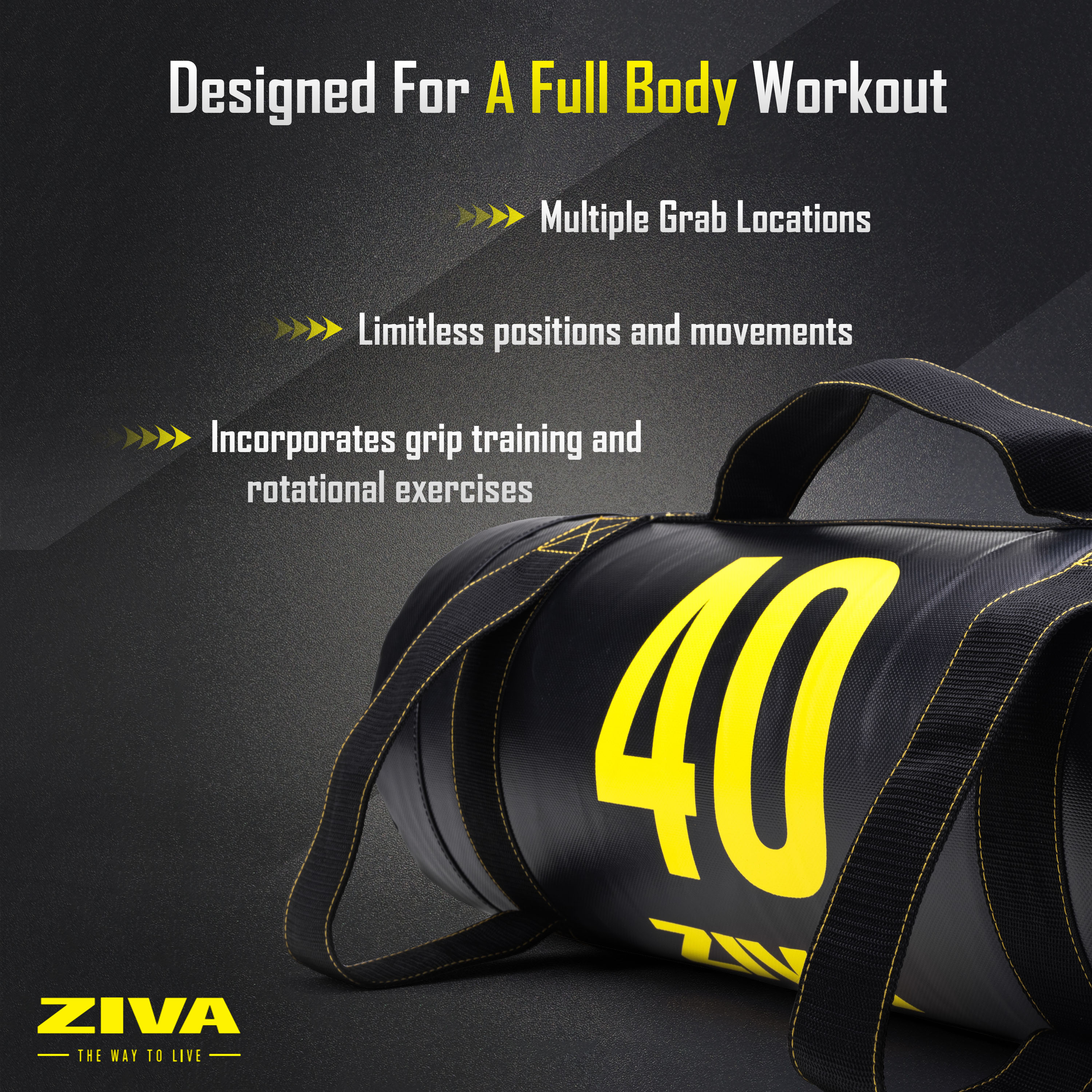 Designed for a full body workout. Multiple grab locations. Limitless positions and movements. Incorporates grip training and rotational exercises.